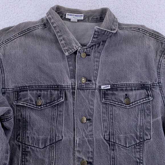Vintage Guess Georges Marciano Gray Denim Jacket Mens Medium Trucker USA 80s 90s